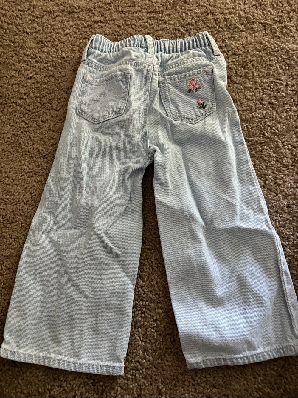 Old Navy Light Blue Denim Jeans with Pink Floral Embroidery